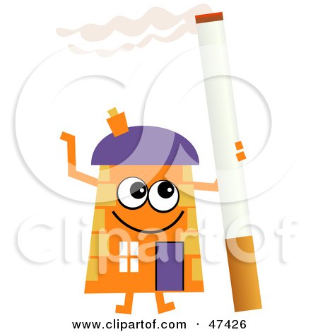 Royalty-Free (RF) Clipart Illustration of an Orange Cartoon House Character With a Cigarette by Prawny