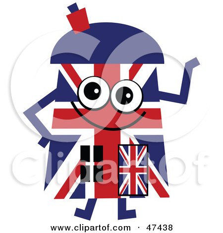 Royalty-Free (RF) Clipart Illustration of a Patriotic Union Jack Flag Cartoon House Character  by Prawny