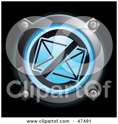 Royalty-Free (RF) Clipart Illustration of a Glowing Blue Restricted Envelope Button by Frog974