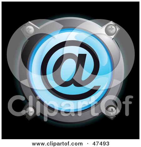 Royalty-Free (RF) Clipart Illustration of a Glowing Blue At Button by Frog974
