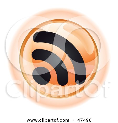 Royalty-Free (RF) Clipart Illustration of an Orange RSS Button by Frog974