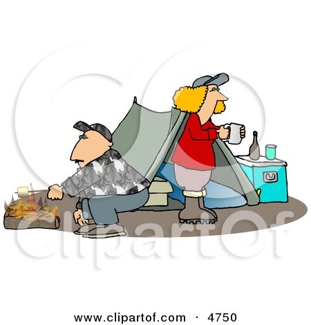 Husband and Wife Camping Together Alone Clipart by djart