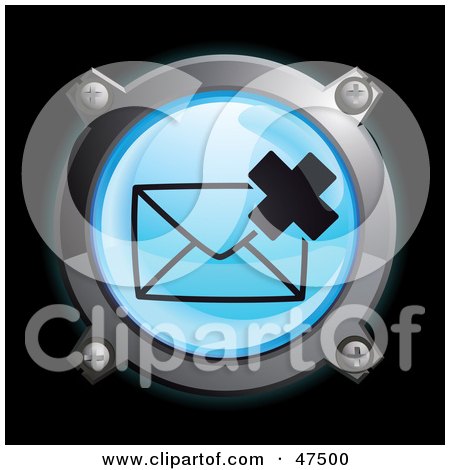 Royalty-Free (RF) Clipart Illustration of a Glowing Blue X Envelope Button by Frog974