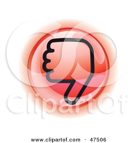 Royalty-Free (RF) Clipart Illustration of a Red Thumbs Down Button by Frog974