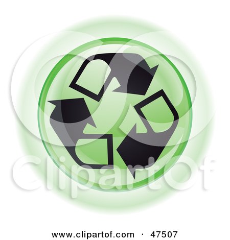 Royalty-Free (RF) Clipart Illustration of a Green Recycle Button by Frog974