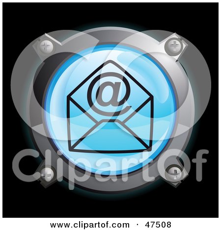 Royalty-Free (RF) Clipart Illustration of a Glowing Blue at Symbol and Envelope Button by Frog974