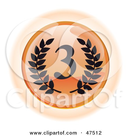 Royalty-Free (RF) Clipart Illustration of an Orange Third Place Button by Frog974