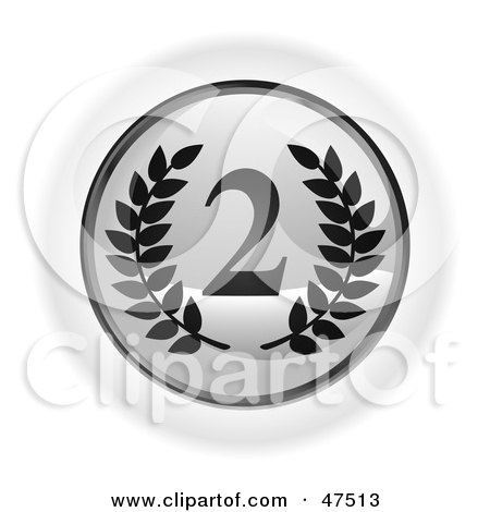 Royalty-Free (RF) Clipart Illustration of a Gray Second Place Button by Frog974