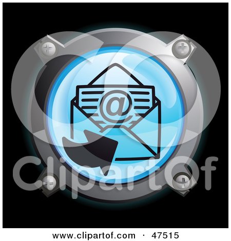 Royalty-Free (RF) Clipart Illustration of a Glowing Blue Sending Email Button by Frog974