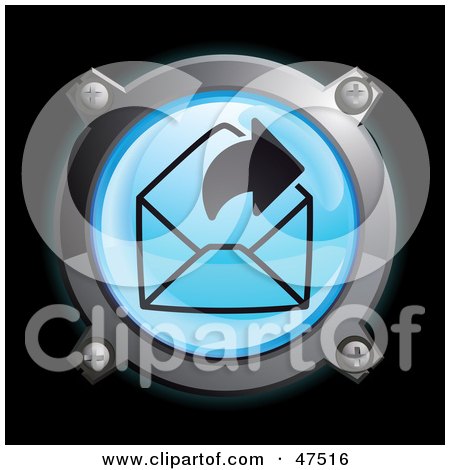 Royalty-Free (RF) Clipart Illustration of a Glowing Blue Arrow Emerging From an Envelope Button by Frog974
