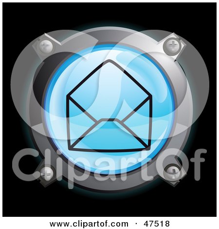 Royalty-Free (RF) Clipart Illustration of a Glowing Blue Open Envelope Button by Frog974