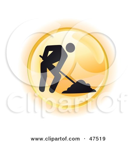 Royalty-Free (RF) Clipart Illustration of a Yellow Digging Button by Frog974