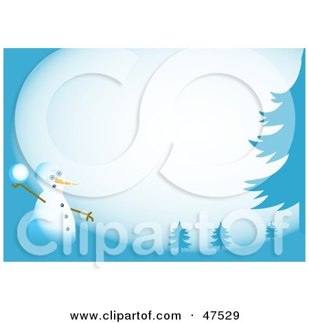 Royalty-Free (RF) Clipart Illustration of a Blue Border Of A Snowman Throwing Snow Balls by Prawny