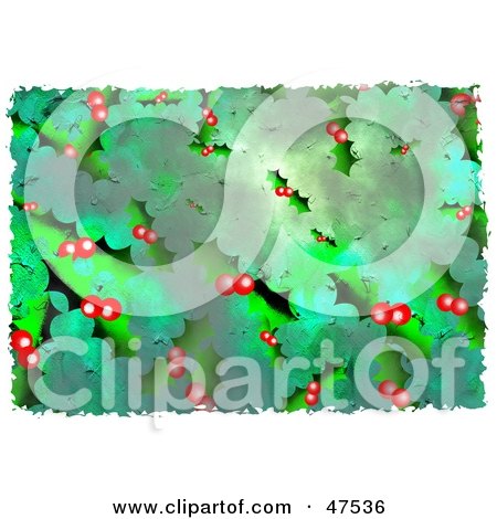 Royalty-Free (RF) Clipart Illustration of a Green Christmas Holly Grunge Background by Prawny