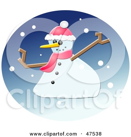 Royalty-Free (RF) Clipart Illustration of a Winter Snowman With A Hat And Scarf by Prawny
