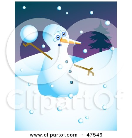 Royalty-Free (RF) Clipart Illustration of a Feisty Snowman Throwing Snow Balls by Prawny