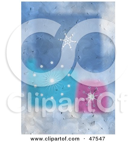 Royalty-Free (RF) Clipart Illustration of a Textured Background Of Blue And Pink Snowflakes by Prawny