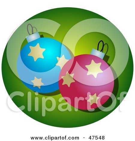 Royalty-Free (RF) Clipart Illustration of Pink And Blue Christmas Ornaments With Stars by Prawny