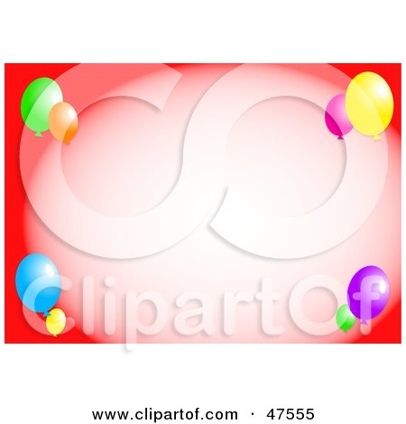Royalty-Free (RF) Clipart Illustration of a Red Background With A Party Balloon Border by Prawny