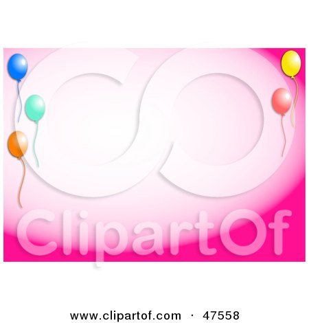 Royalty-Free (RF) Clipart Illustration of a Pink Background With A Party Balloon Border by Prawny