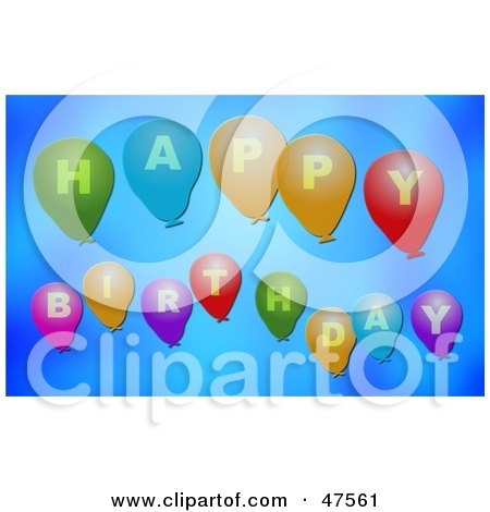Royalty-Free (RF) Clipart Illustration of Balloons Spelling Out Happy Birthday On A Blue Background by Prawny