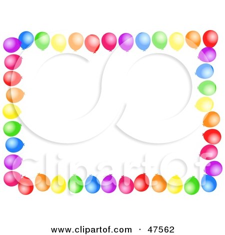 Royalty-Free (RF) Clipart Illustration of a Border Of Colorful Party Balloons On A White Background by Prawny