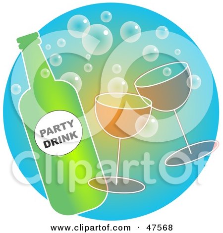Royalty-Free (RF) Clipart Illustration of a Bottle Of Bubbly With Glasses Of Champagne by Prawny