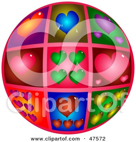 Royalty-Free (RF) Clipart Illustration of a Sphere With Windows Of Different Hearts by Prawny