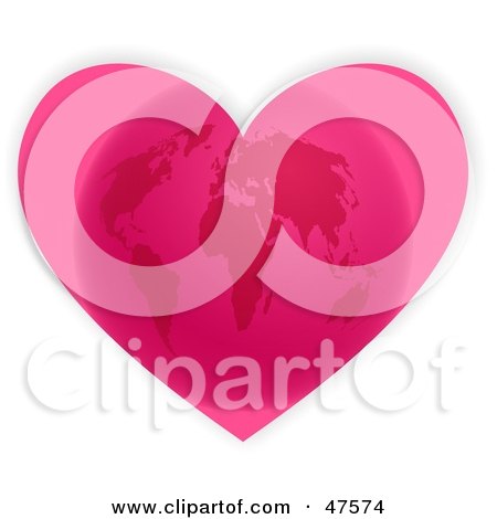 Royalty-Free (RF) Clipart Illustration of The Globe Inside A Pink Heart by Prawny