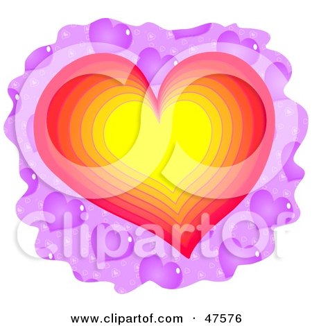 Royalty-Free (RF) Clipart Illustration of a Gradient Heart On A Purple Heart Background by Prawny