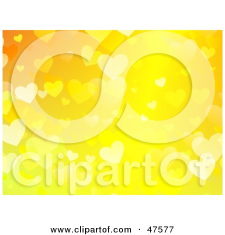 Royalty-Free (RF) Clipart Illustration of a Yellow Background Of Confetti Hearts by Prawny