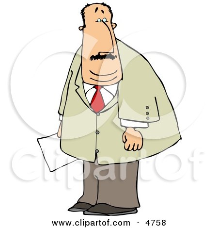 Obese Businessman Holding a Document In His Hand Clipart by djart