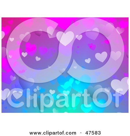 Royalty-Free (RF) Clipart Illustration of a Purple And Blue Background Of Confetti Hearts by Prawny