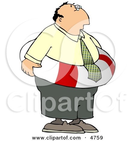 Worried Businessman Wearing a Life Preserver Float Tube Around His Waist Clipart by djart