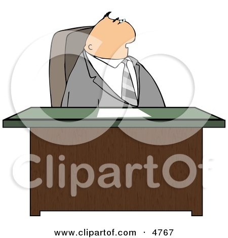 Gray Suited Male Attorney Sitting Behind His Business Desk In His Office Clipart by djart