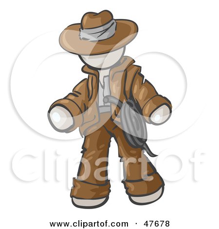Royalty-Free (RF) Clipart Illustration of a White Design Mascot Man Cowboy Adventurer by Leo Blanchette
