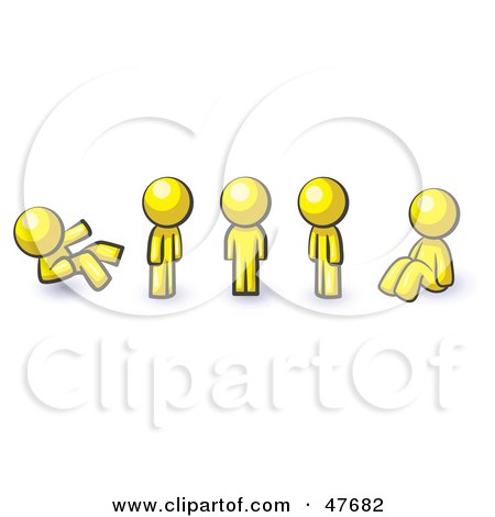 Royalty-Free (RF) Clipart Illustration of a Yellow Design Mascot Man In Different Poses by Leo Blanchette