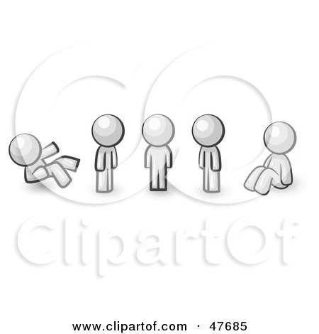 Royalty-Free (RF) Clipart Illustration of a White Design Mascot Man In Different Poses by Leo Blanchette