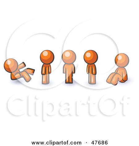 Royalty-Free (RF) Clipart Illustration of an Orange Design Mascot Man In Different Poses by Leo Blanchette