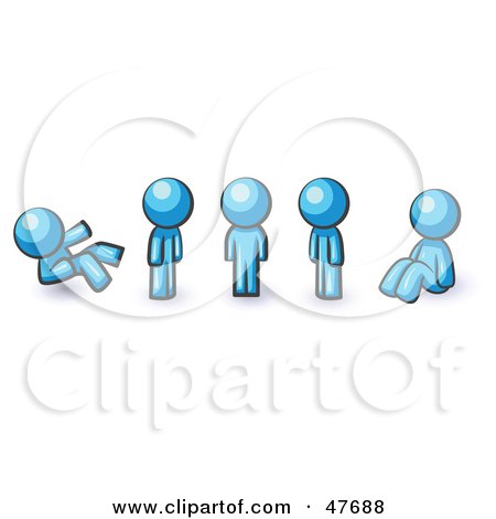 Royalty-Free (RF) Clipart Illustration of a Blue Design Mascot Man In Different Poses by Leo Blanchette