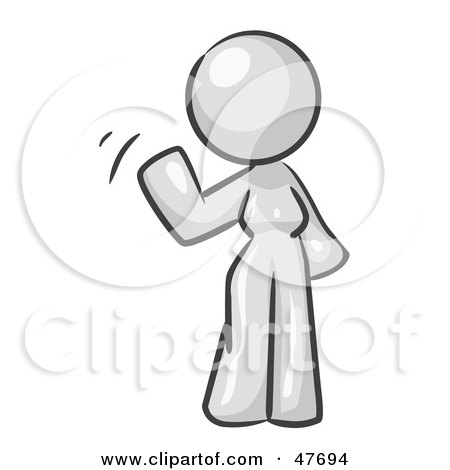 Royalty-Free (RF) Clipart Illustration of a White Design Mascot Woman Waving by Leo Blanchette