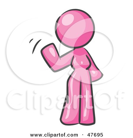 Royalty-Free (RF) Clipart Illustration of a Pink Design Mascot Woman Waving by Leo Blanchette