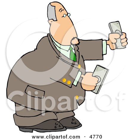 Banker Businessman Holding Cash Money in Both Hands Clipart by djart