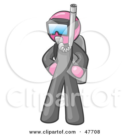 Royalty-Free (RF) Clipart Illustration of a Pink Design Mascot Man In Scuba Gear by Leo Blanchette