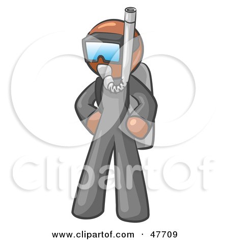 Royalty-Free (RF) Clipart Illustration of a Brown Design Mascot Man In Scuba Gear by Leo Blanchette