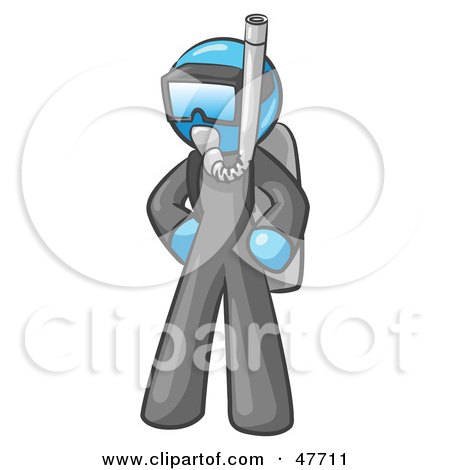 Royalty-Free (RF) Clipart Illustration of a Blue Design Mascot Man In Scuba Gear by Leo Blanchette