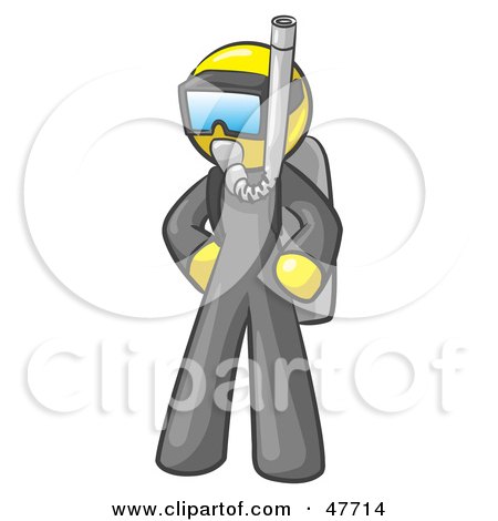 Royalty-Free (RF) Clipart Illustration of a Yellow Design Mascot Man In Scuba Gear by Leo Blanchette