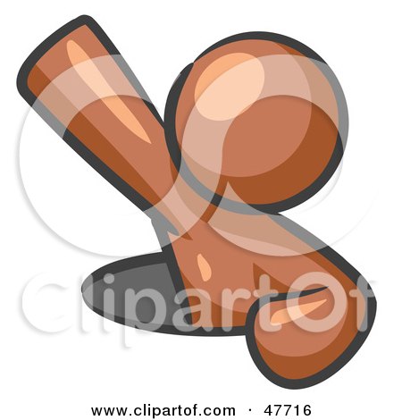 Royalty-Free (RF) Clipart Illustration of a Brown Design Mascot Man Climbing Out Of A Man Hole by Leo Blanchette
