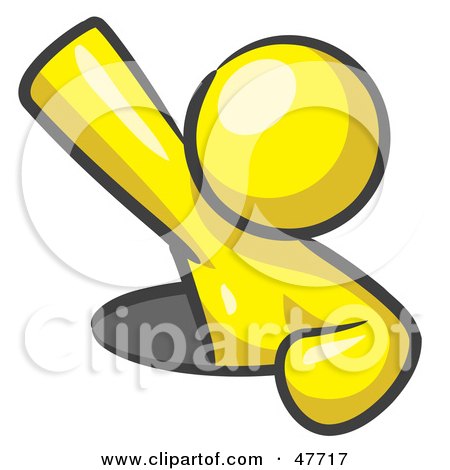 Royalty-Free (RF) Clipart Illustration of a Yellow Design Mascot Man Climbing Out Of A Man Hole by Leo Blanchette