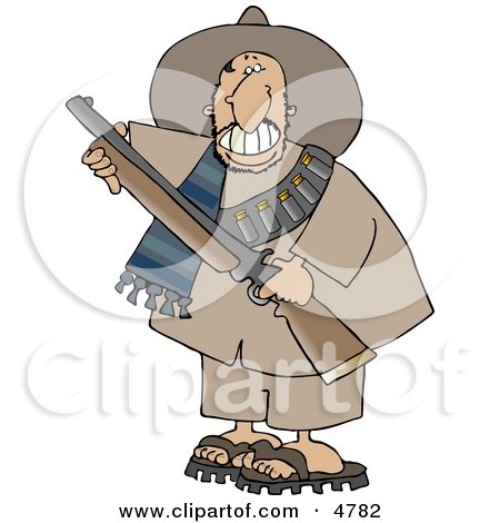Male Mexican Bandit Carrying a Loaded Shotgun Clipart by djart
